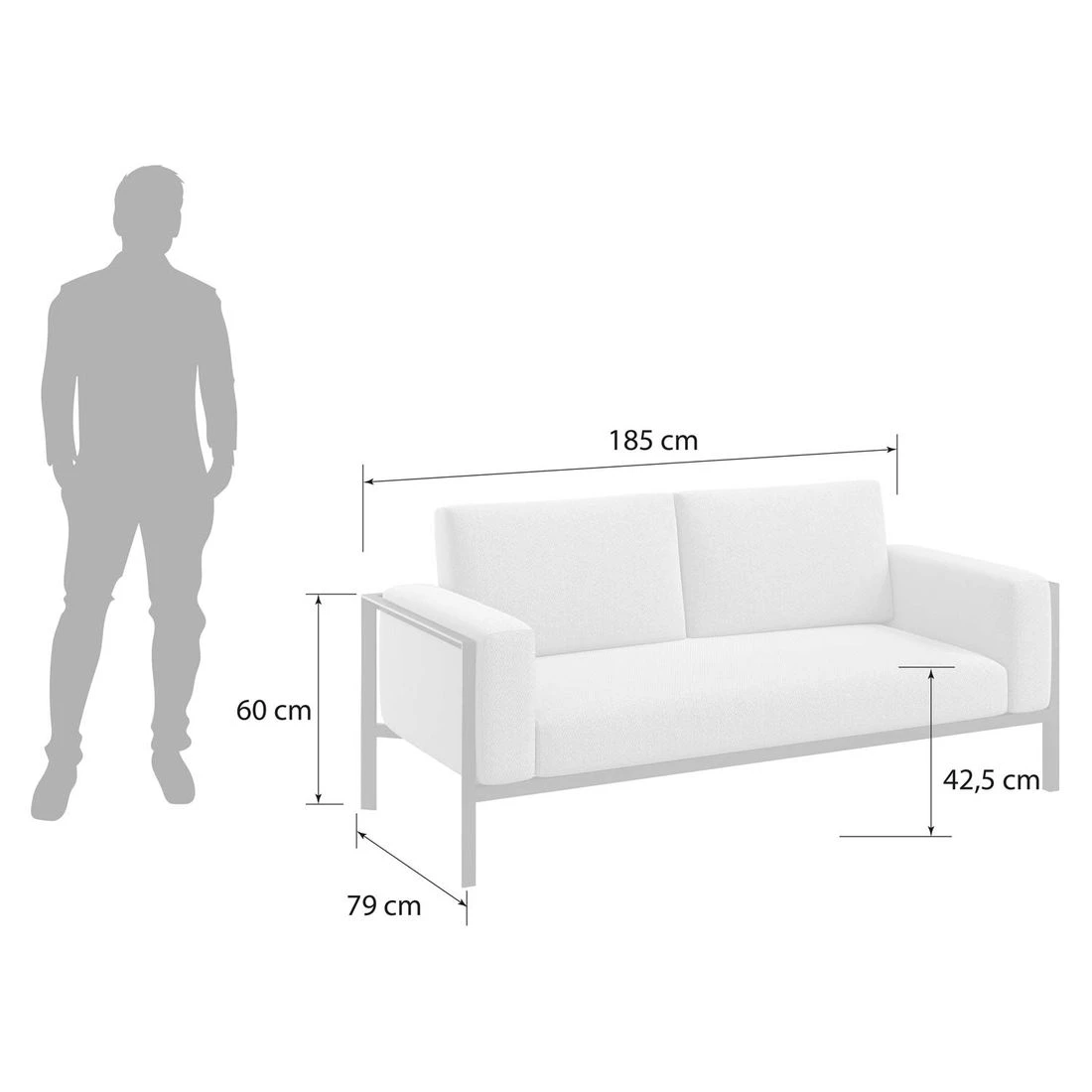 OUTLIV. Toskana Gartensofa Aluminium/Sunproof Anthrazit/Hellgrau