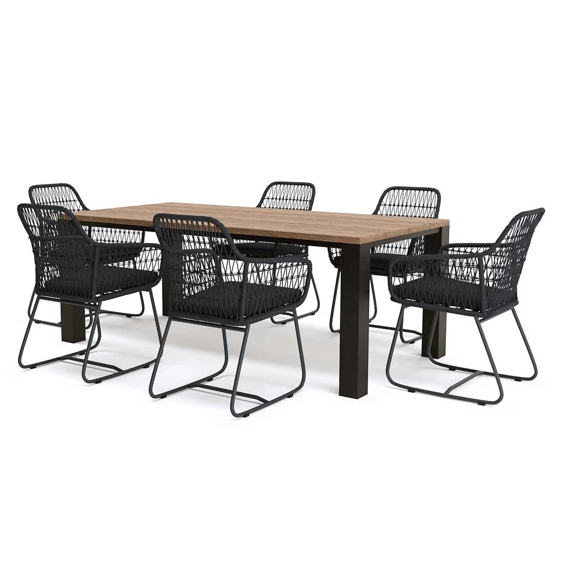 OUTLIV. Verona Gartenmöbel-Set 7-tlg. mit Tisch 200x100cm Charcoal