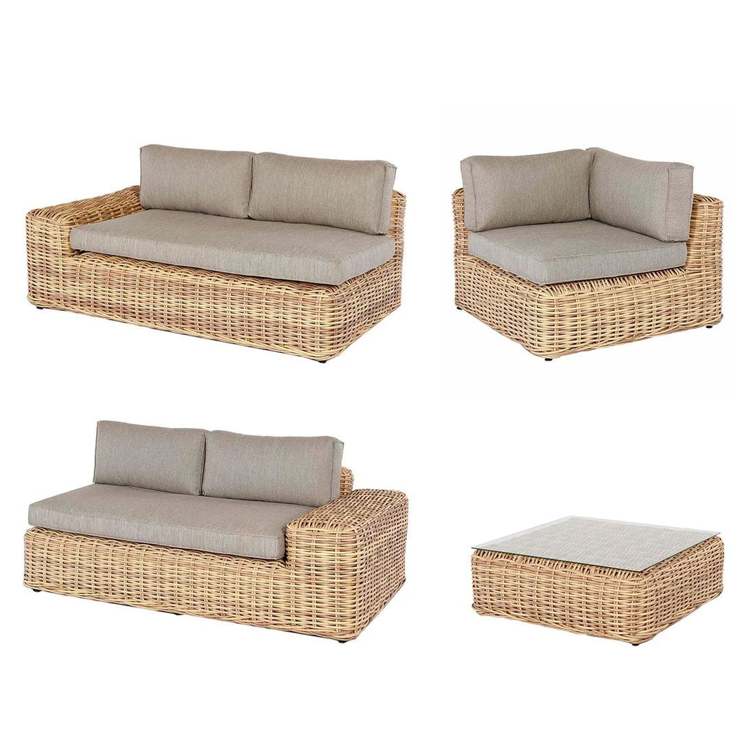 OUTLIV. Yate Ecklounge 4tlg. Geflecht/Olefin Mixed Brown