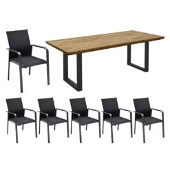 Solpuri Breeze Gartenmöbel-Set 7-tlg. Tisch 200x100cm Anthrazit/Coal