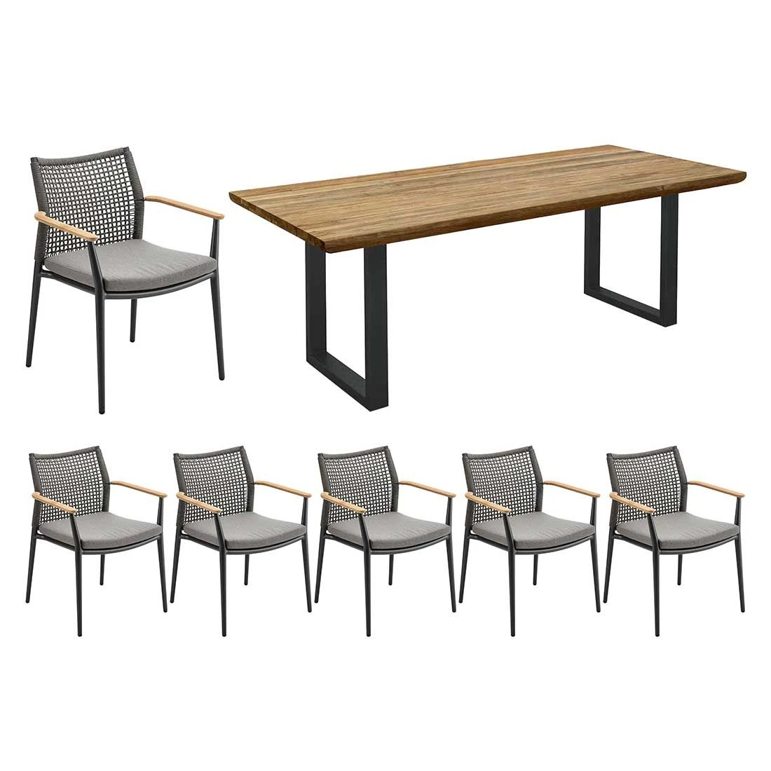 Solpuri Vera Gartenmöbel-Set 7-tlg. Tisch 200x100cm Anthrazit